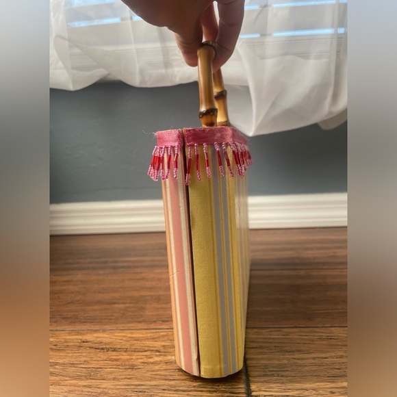 Vintage🎀Cigar Bag❗️Cigar box purse beaded bag Wooden bag top handle purse - Picture 10 of 11